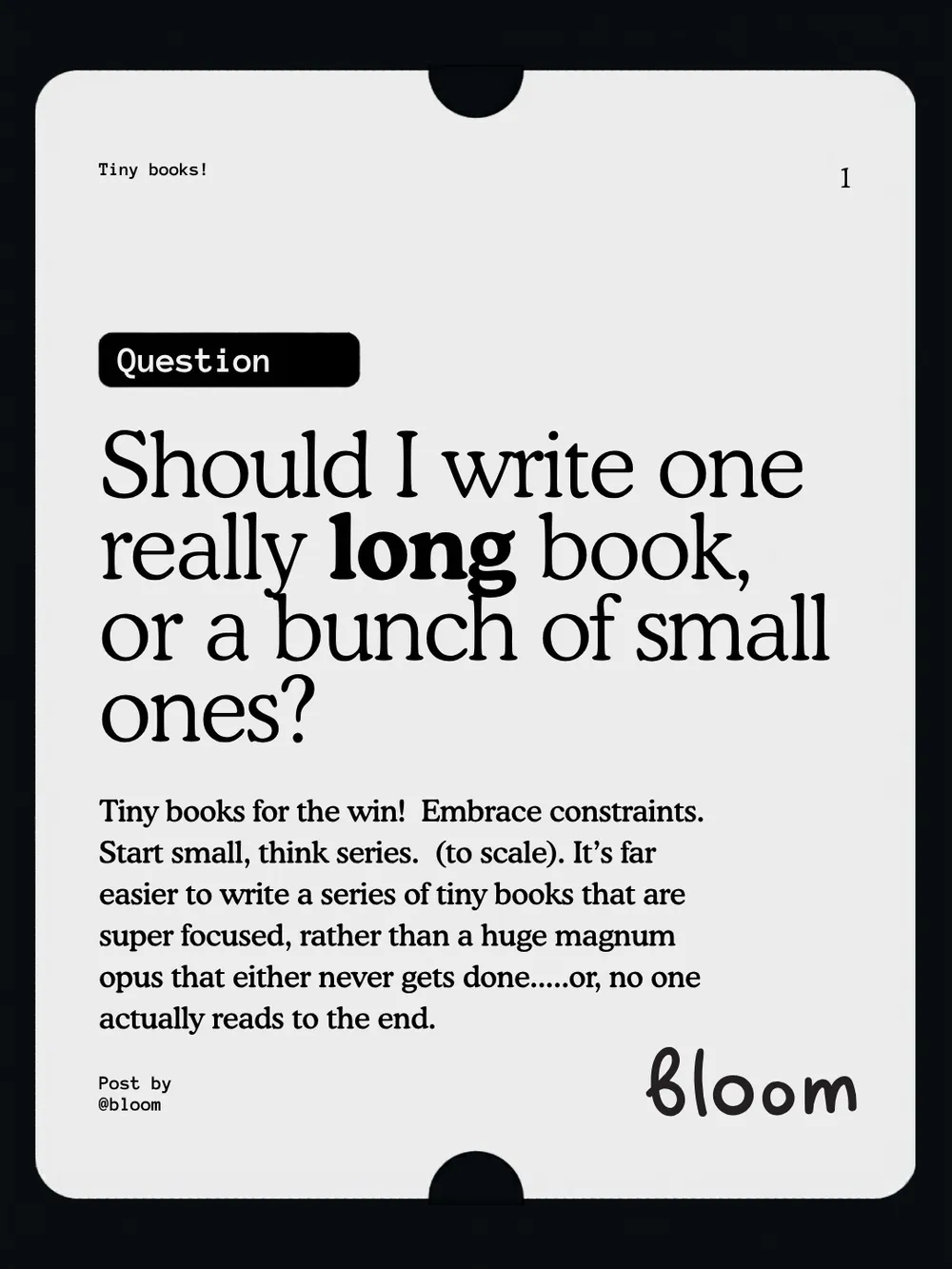 Should I write a short book? (01)