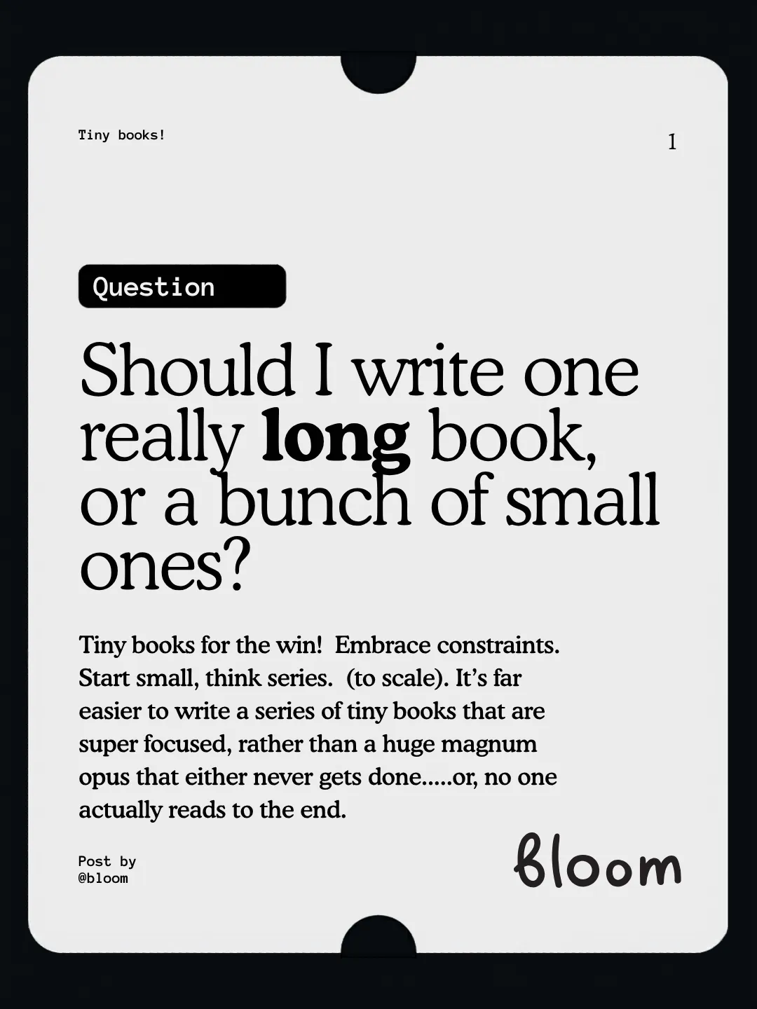 Should I write a short book? (01)