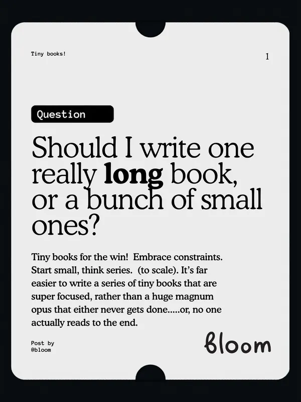 Should I write a short book? (01)